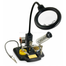 SN-396 Зажим настольный вспомогательный "третья рука" с лупой со светодиодной подсветкой, держателями паяльника и припоя