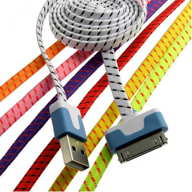 Шнур для мобильного устройства USB to iPhone4 Flat braid 1m