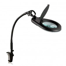 MA-1225CF Лупа на струбцине круглая настольная 5Х с подсветкой, черная