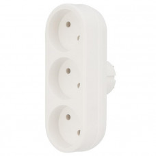 11-1078 Тройник электрический линейный 6А без заземления, белый