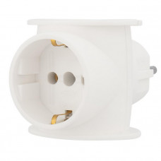 11-1080 Тройник электрический универсальный 16 А одно гнездо с заземлением белый