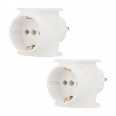 11-1080-2 Набор тройников электрических универсальных 16 А, одно гнездо с заземлением, белый