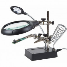 Паяльная принадлежность 12-0250 Держатель 2зажима лупа 90мм