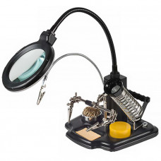 Паяльная принадлежность 12-0258 Держатель 3зажима лупа 90мм
