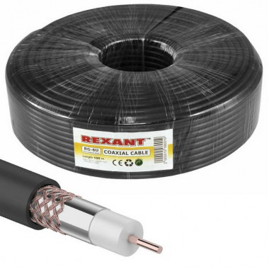 Коаксиальный кабель 01-2222 RG-6U+Cu 64% 100м(ч)