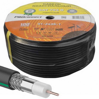 Коаксиальный кабель 01-2436-1 SAT 703 B 75% 100м(ч)