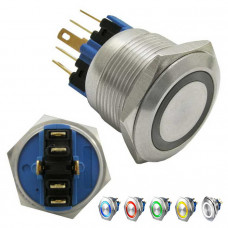 Кнопка серии GQ22 антивандальная с подсветкой GQ22-11E/B on-(off)+off-(on)