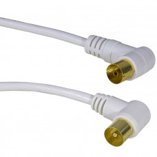 Антенный кабель ТВ гнездо - ТВ штекер, угловой, 5м