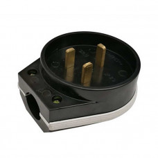 Вилка электрическая ВШ 2P+PE 250В черная