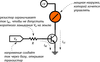 Схема подключения биполярного транзистора